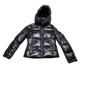 ✨S13 New York Girls Glossy Black Hooded Puffer Jacket Size 12✨‎